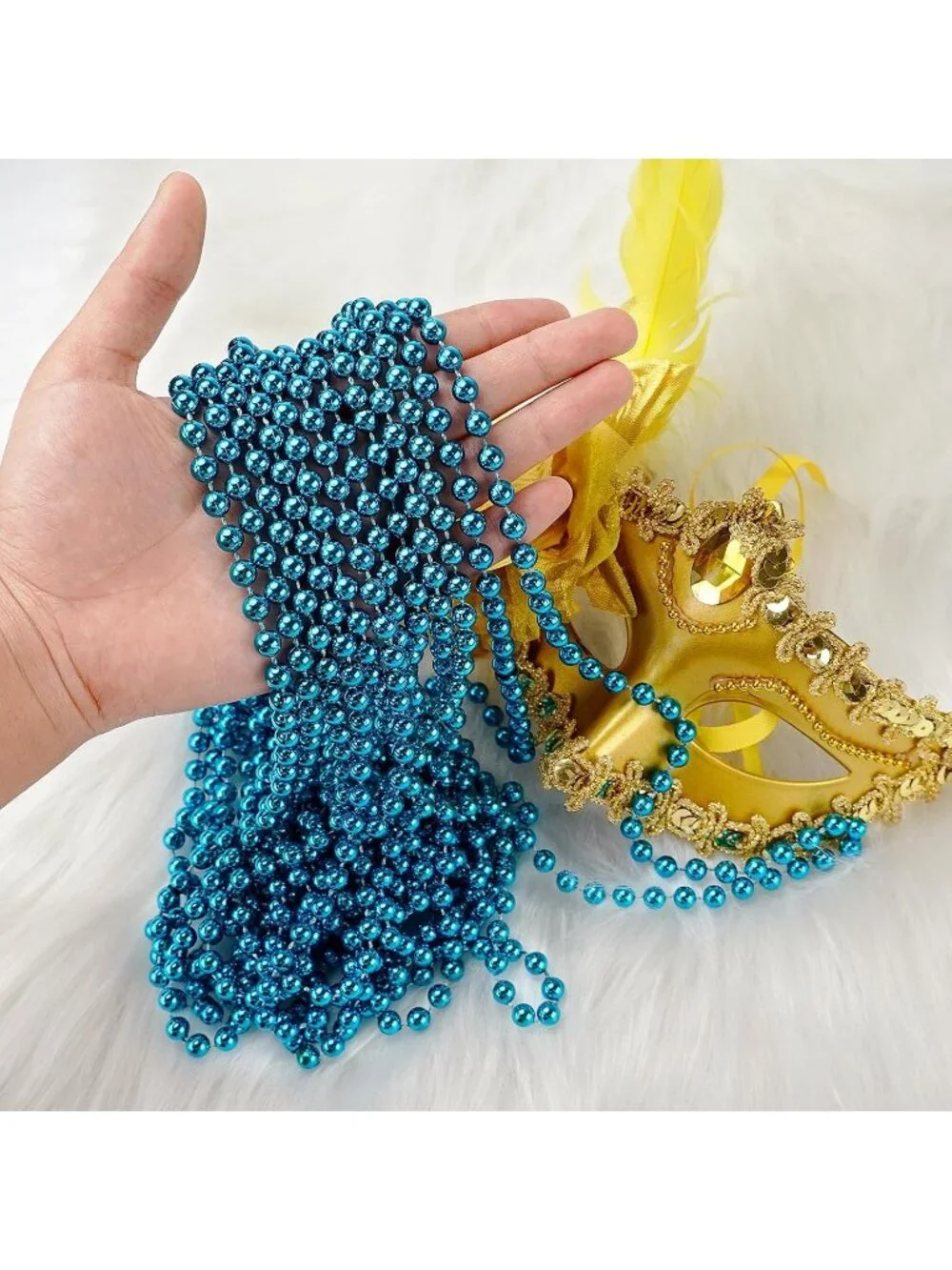 100PCS Teal Mardi Gras Bead Necklaces 33